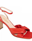 Mi/Mai Mon red leather mid heel sandal