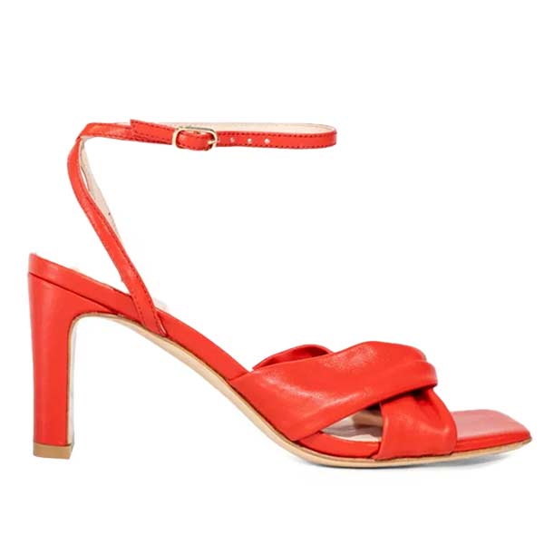 Mi/Mai Mon red leather mid heel sandal