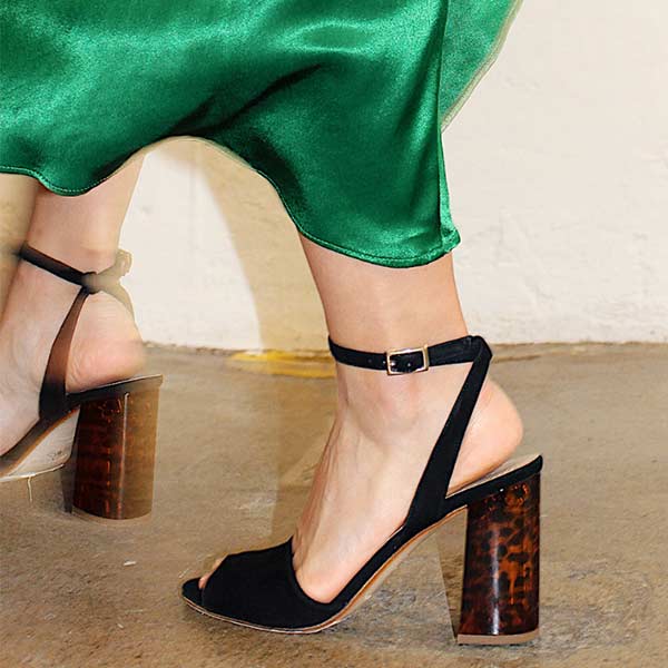 Mint&Rose-arlena-carey-black suede heel on model 2