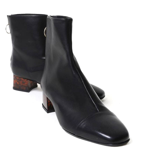 Mint&amp;Rose sol carey black ankle boot with low acrylic heel 