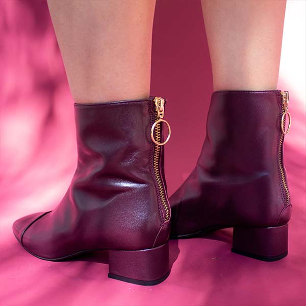 Wine leather clearance boots womens