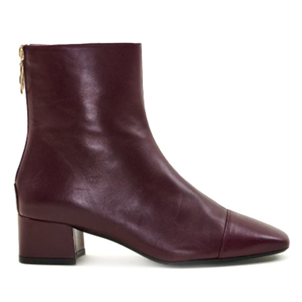Mint&amp;Rose sol wine leather ankle boot with low heel
