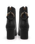 Reike Nen Oblique Ring Black Mid heel patent leather ankle boot back
