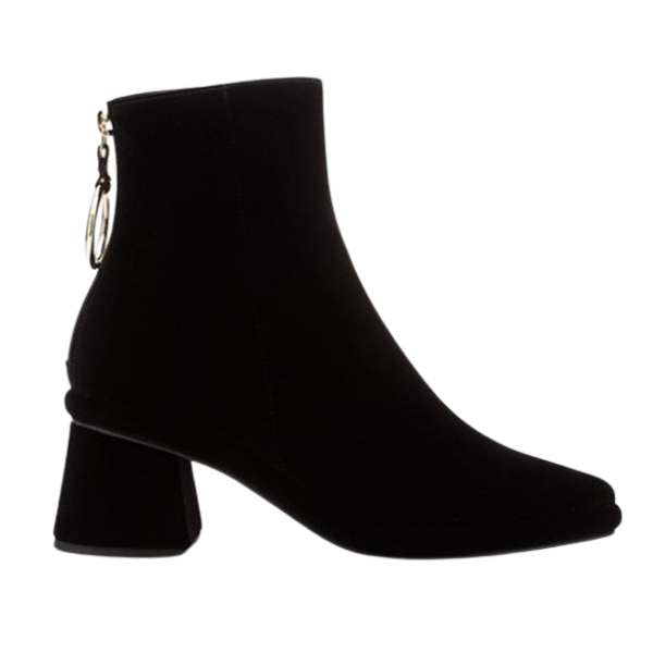 Black velvet ankle booties best sale