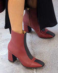     Sylven new York Jayne red/black apple leather boots on model 4