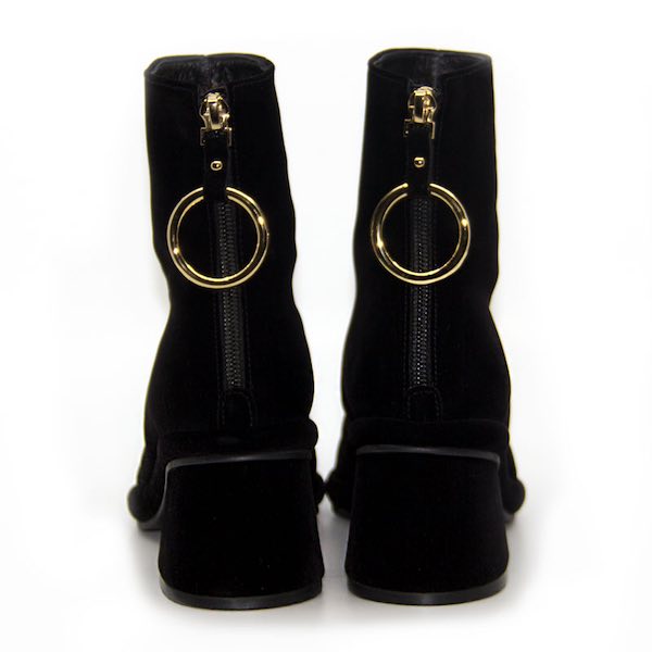 Ring Velvet Black | Mid heel ankle boot