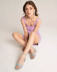 Mi/Mai Corfu Blue Low heel strappy sandal lifestyle 2
