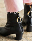 Reike Nen Oblique Ring Black Mid heel patent leather ankle boot lifestyle 3