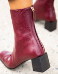 Reike Nen Cube Leather Burgundy Block heel ankle boot lifestyle 1