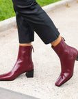 Reike Nen Cube Leather Burgundy Block heel ankle boot lifestyle 2