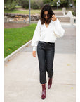 Reike Nen Cube Leather Burgundy Block heel ankle boot lifestyle 3