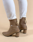 Reike Nen Oblique Ring Beige Mid heel patent leather ankle boot lifestyle 3