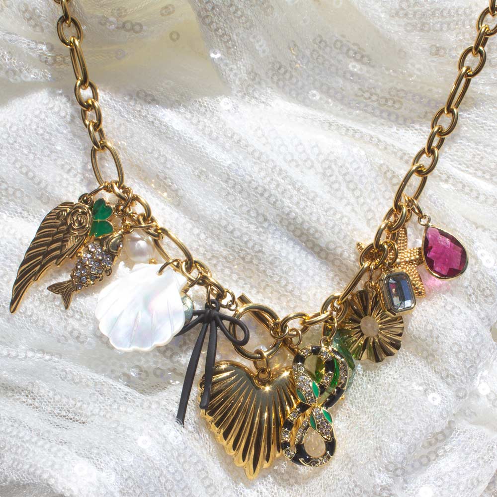 Cluster Charm Necklace (Green/red)