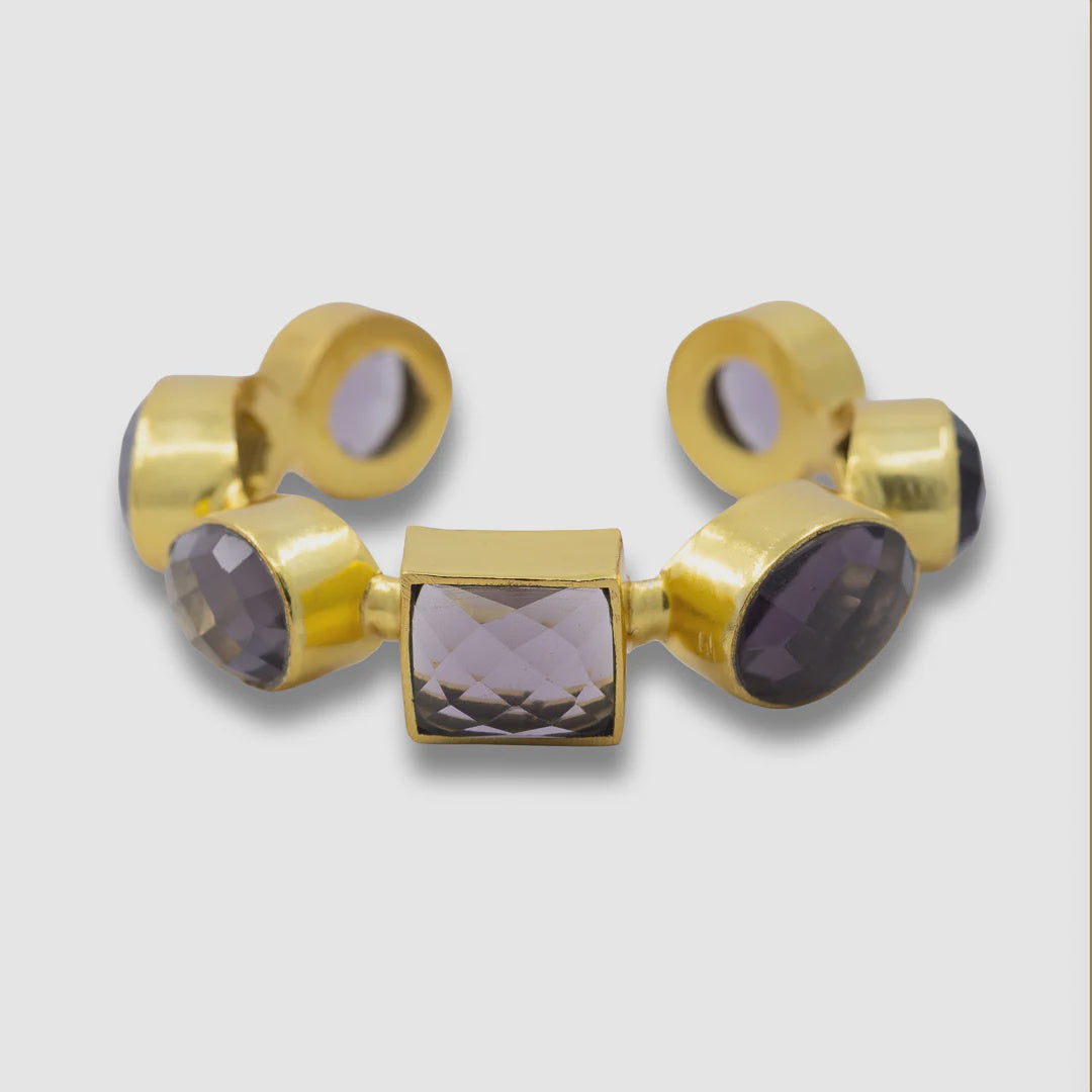Gemstone Cuff | Gold/Purple