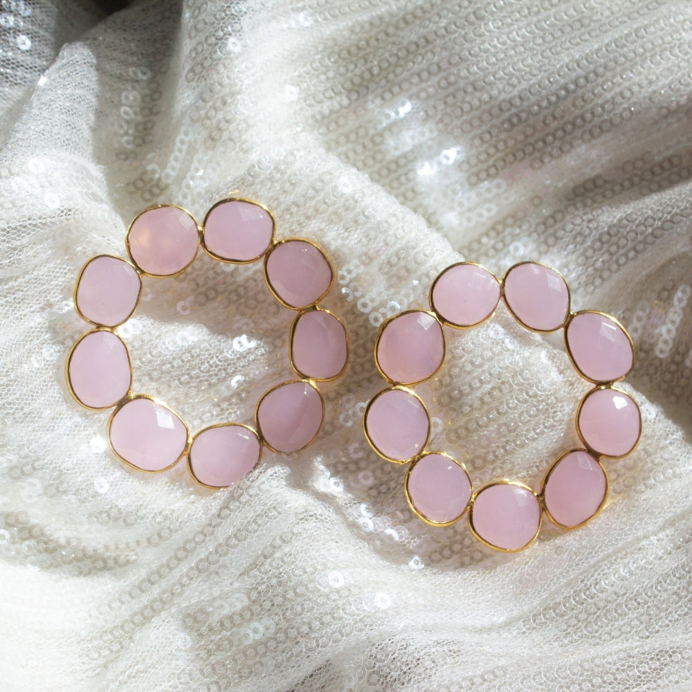 Chromatic Circle Stud Earrings | Gold/Light Pink
