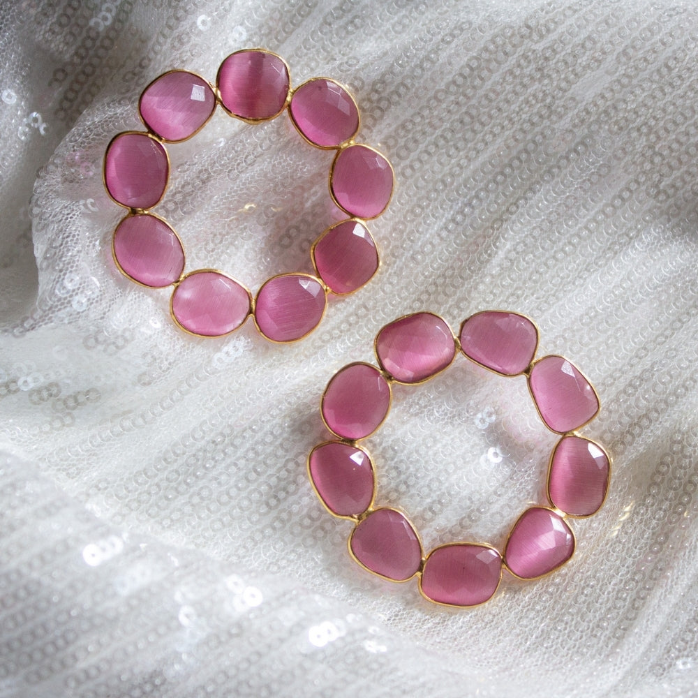Chromatic Circle Stud Earrings | Gold/Mid Pink