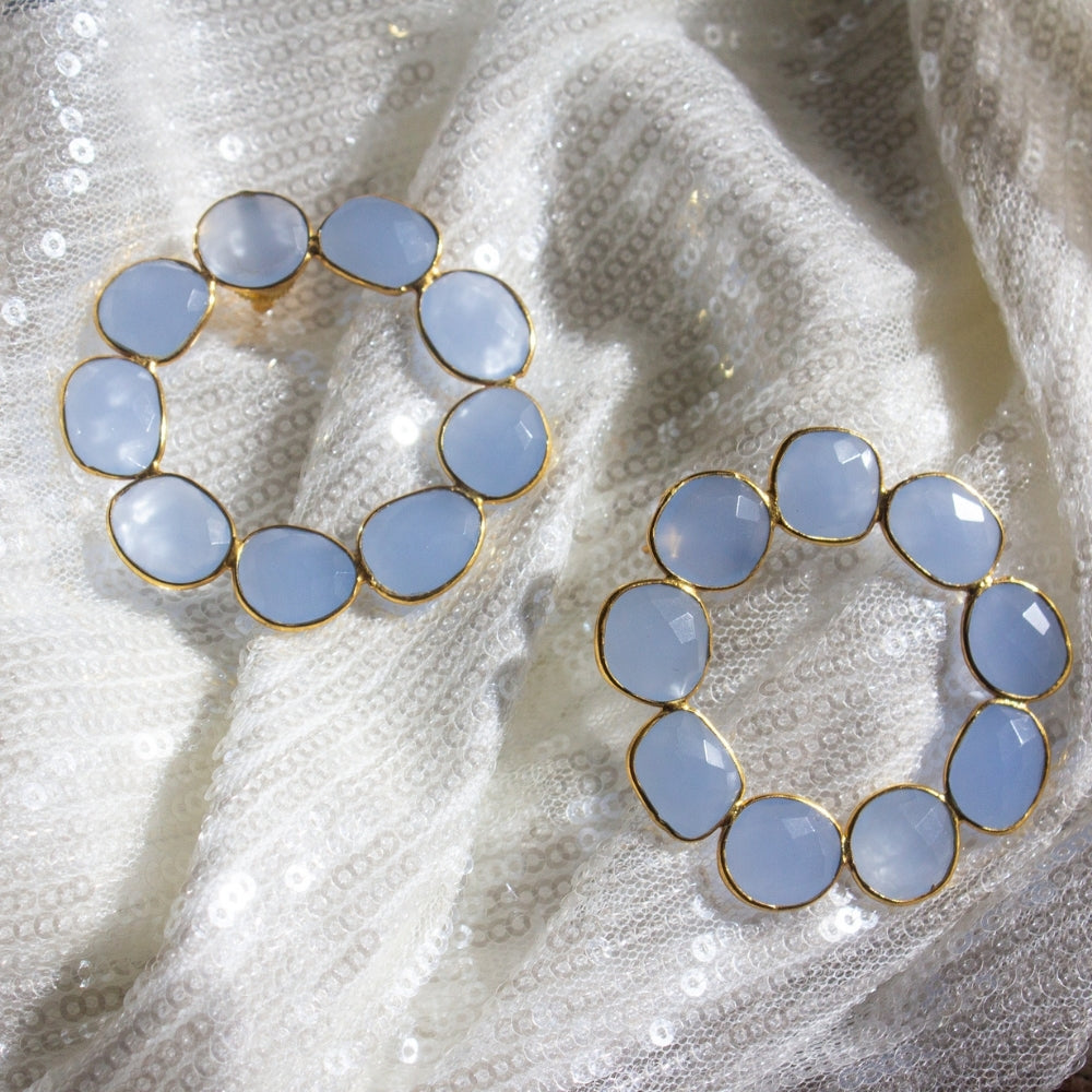 Chromatic Circle Stud Earrings | Gold/Mid Blue
