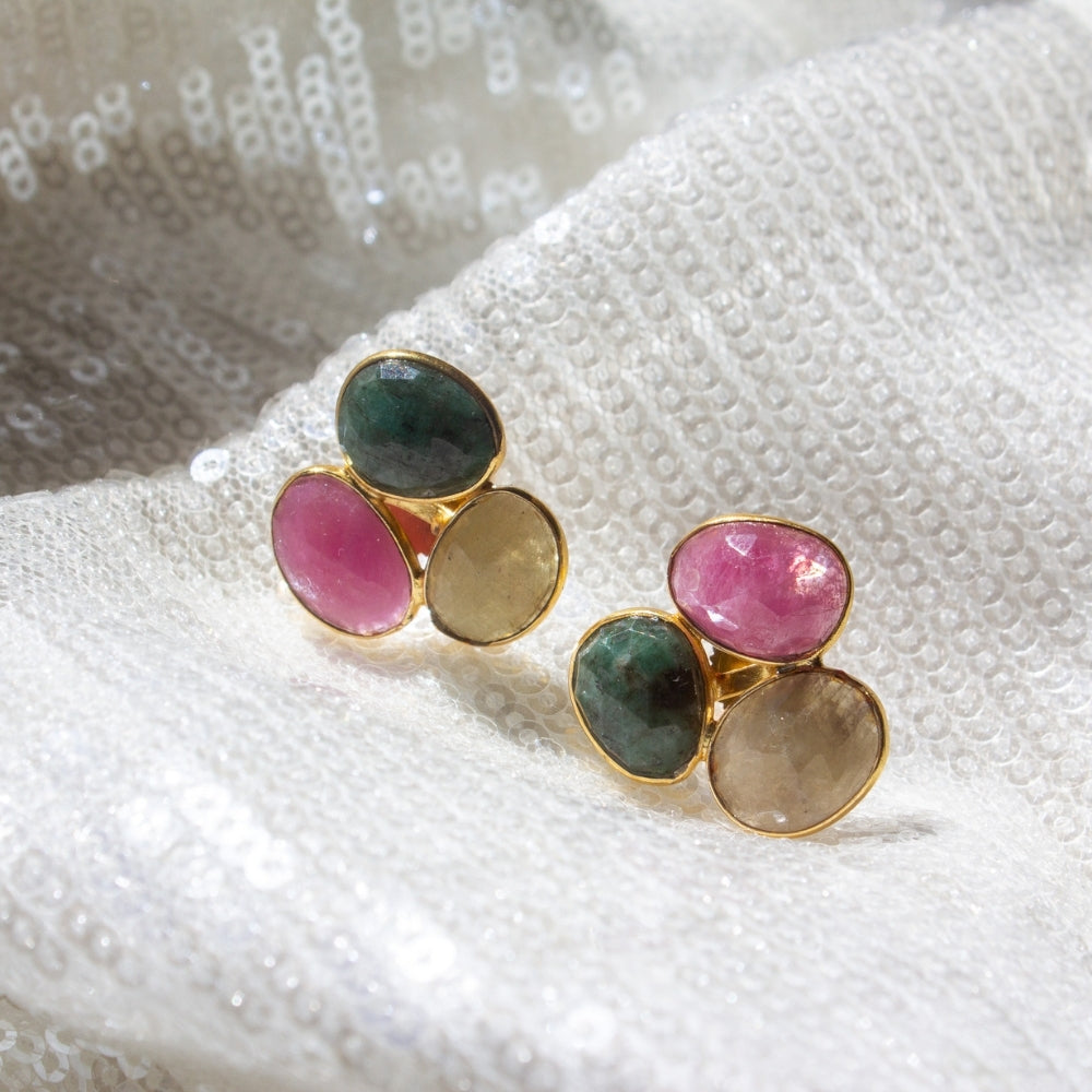 Aurora Pebble Earrings | Gold/Multi