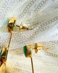 Inverted Lotus Earrings | Gold/Mid Green