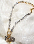 Two tone 4 charm necklace
