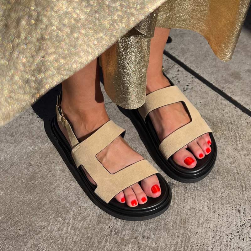 Lorelei Beige | Suede Sandals
