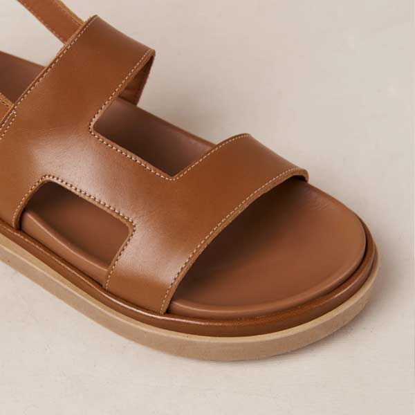 Alohas Lorelei Platform sandal in tan brown leather 