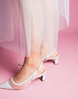 A17507 White | Mesh Slingback Pump