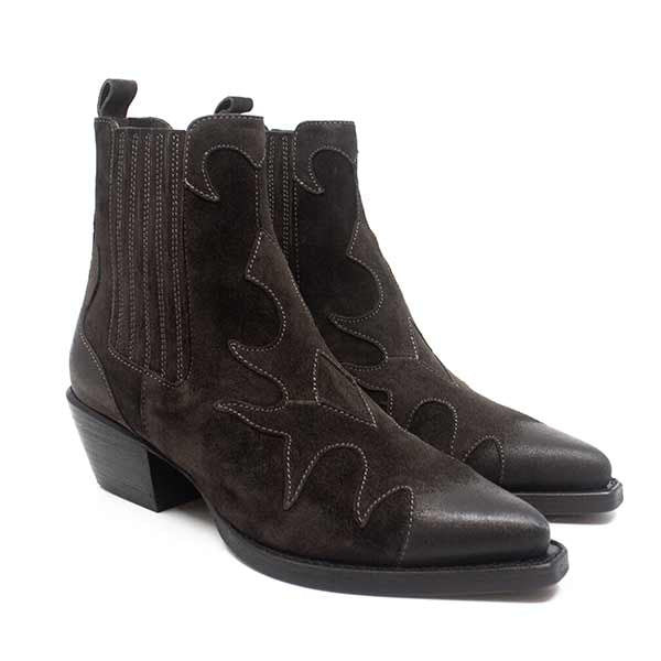 Billi Bi - A34741- Women&#39;s Chocolate Grey Western Boot at The Nowhere Nation