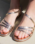 Billi Bi A4088 gold patent mirror flat strappy sandal 