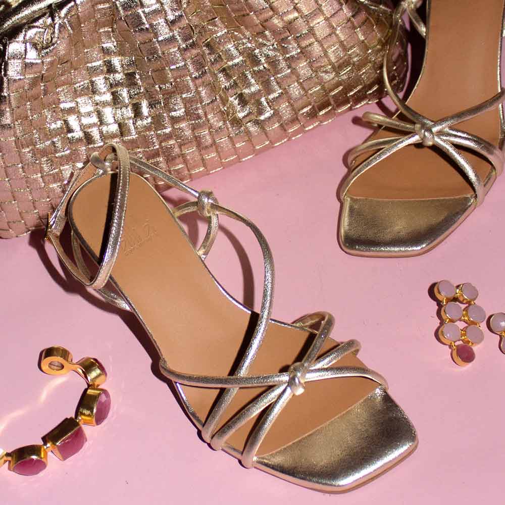 A8171 Gold | Strappy Leather Sandal