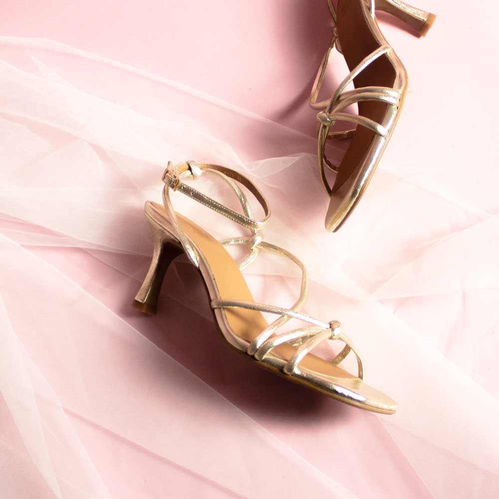 A8171 Gold | Strappy Leather Sandal