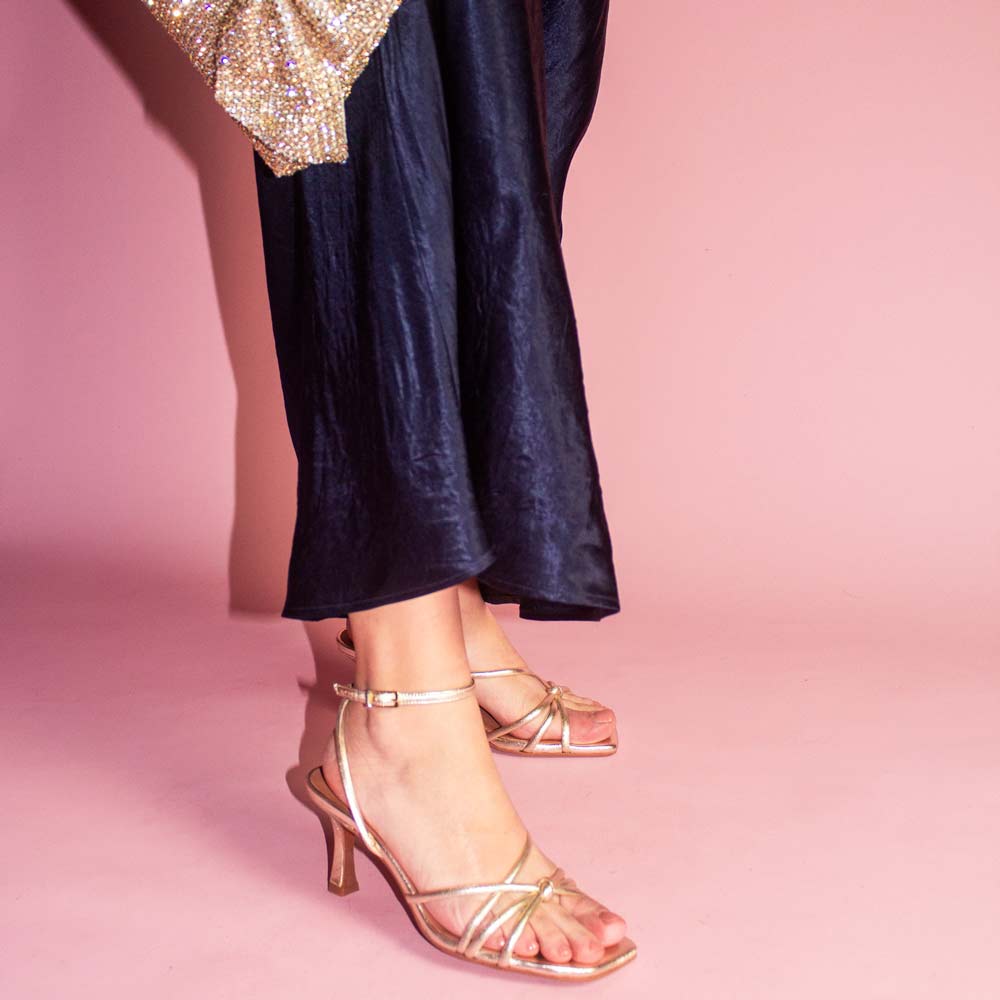 A8171 Gold | Strappy Leather Sandal