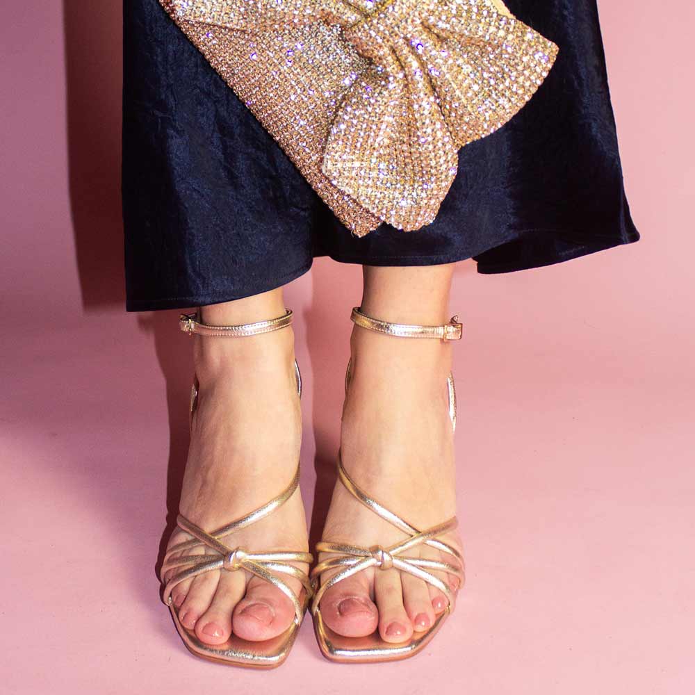 A8171 Gold | Strappy Leather Sandal