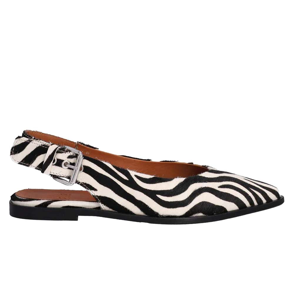 Zebra print flat shoe  on a white background