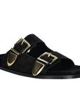 A8621 Black | Buckle Suede Slide