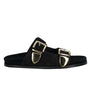 A8621 Black | Buckle Suede Slide