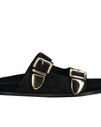 A8621 Black | Buckle Suede Slide