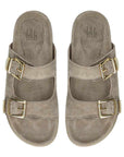 A8621 Taupe | Buckle Suede Slide