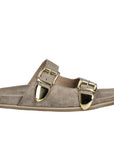 A8621 Taupe | Buckle Suede Slide