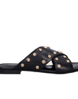 A8711 Black | Studded Leather Slide