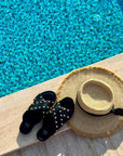 A8711 Black | Studded Leather Slide