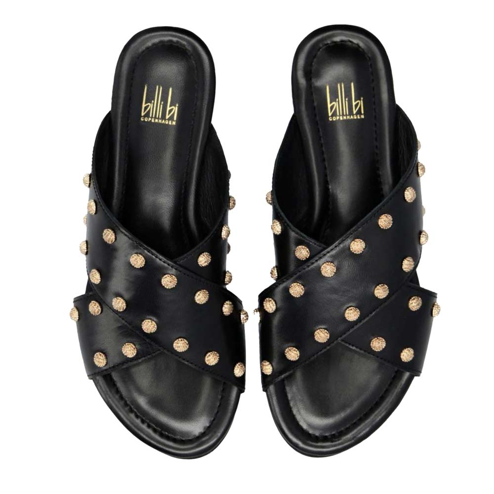 A8711 Black | Studded Leather Slide