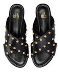 A8711 Black | Studded Leather Slide