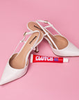 Carmen White | Leather Slingback pump