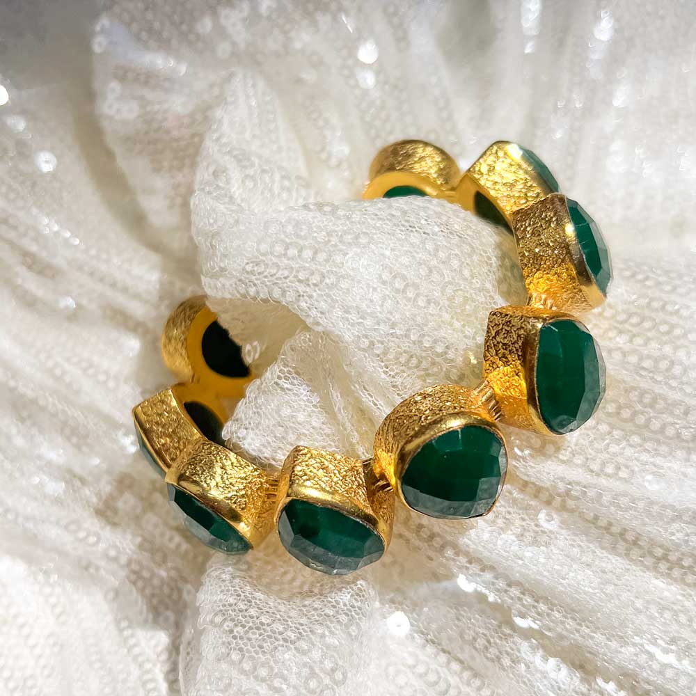 Teardrop Gemstone Cuff | Dark Green
