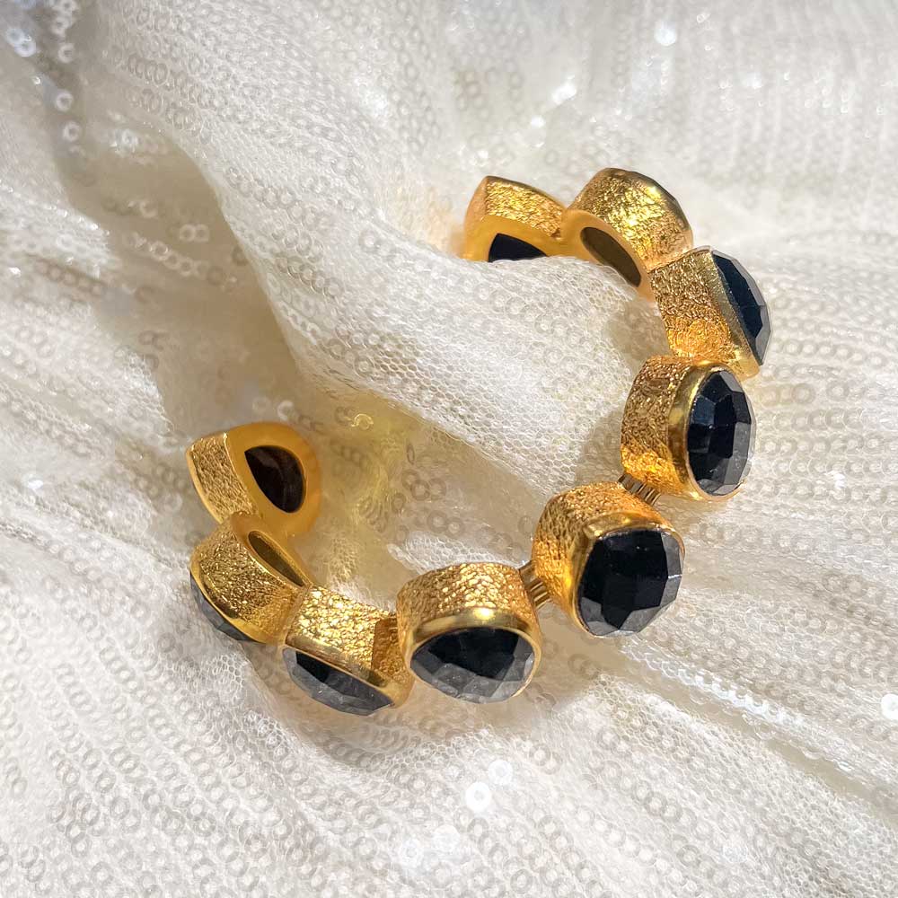 Teardrop Gemstone Cuff | Black