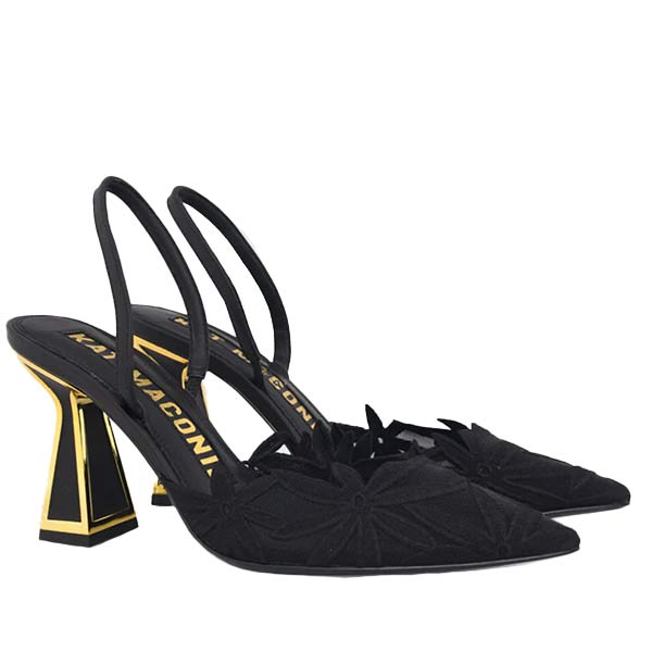 Kat Maconie - Amaya - Women's Black Lace Slingback Pump at The 