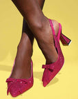 Kat Maconie Eloise pink crystal embellished slingback pump
