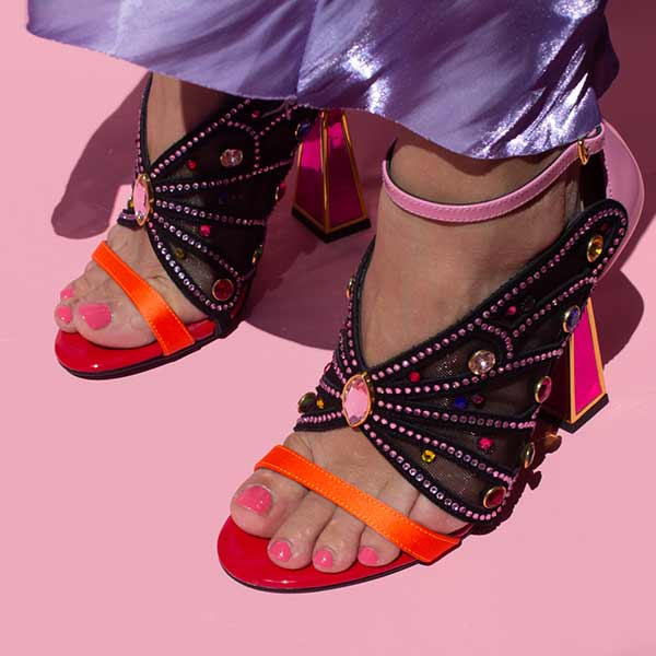 Raya Wild Rose/Multi | Pink embellished heels