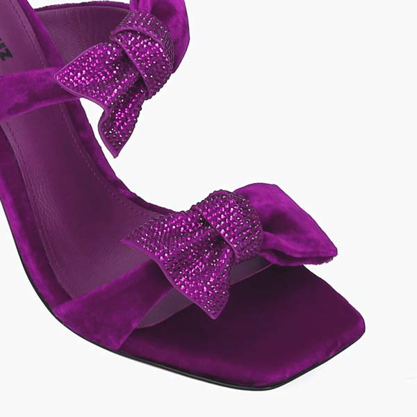 Beynat Bright Purple | Velvet Bow Mule